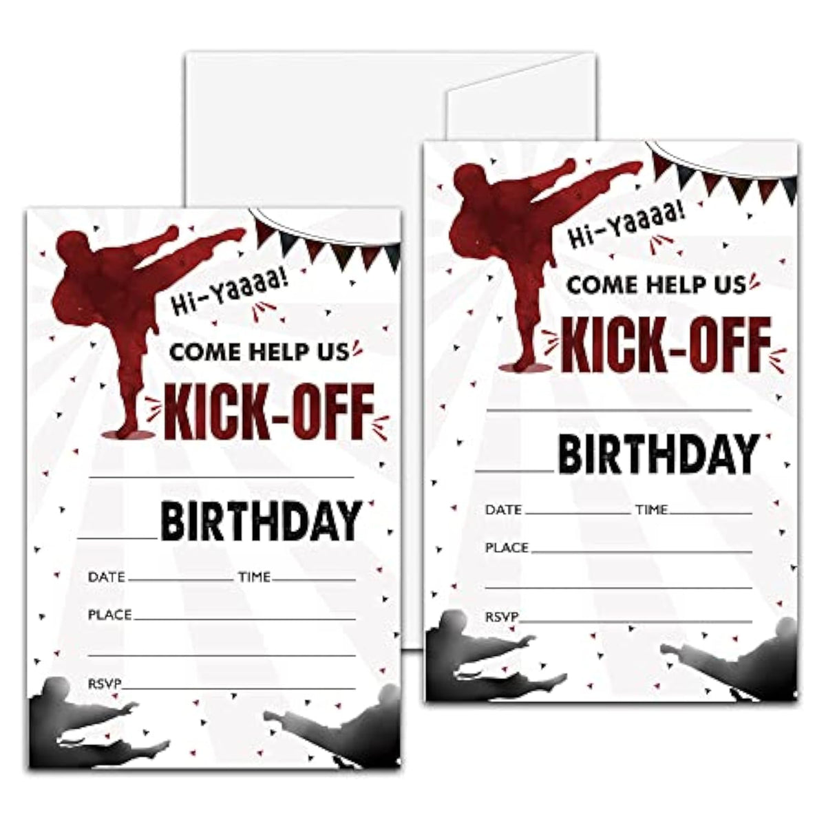 Karate Birthday Party Invitation, Martial Arts Themed Fill-In Invites, 20 Invitations With Envelopes For Man (4" X 6"), Adults Ninja Party Favors Decorations And Supplies -43