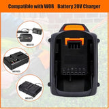 Battery Replacement For Wor Battery 20V And Battery Charger For 20 Volt Lithium Battery Wa3520 Wa3525 Wa3575 Wg151S Wg155S