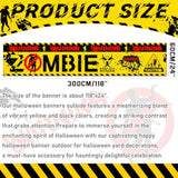 Halloween Zombie Decorations Outdoor Banner Warning Yard Sign Horror Party Supplies Yellow Black