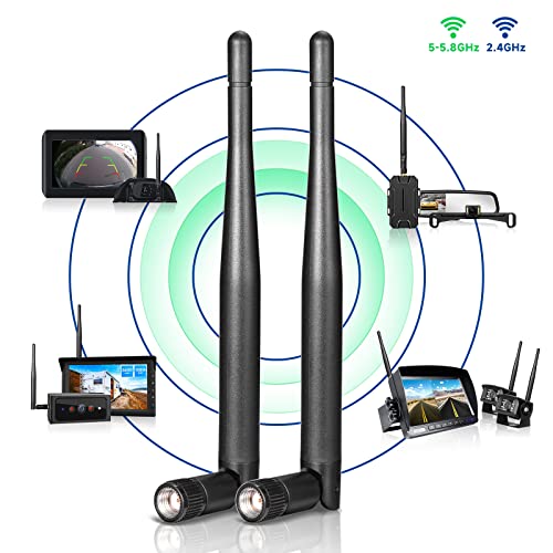 Dual Band Wifi 2.4Ghz 5Ghz 5.8Ghz Replacement Antenna For Furrion Back Up Rv Rear View Backup Camera Truck Tractor Trailer Pickup Suv Vehicle Trail Reverse Monitor Camera Mimo Antennas (2 Pack)