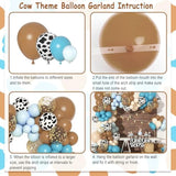 170pcs Blue Cowboy Balloon Arch Kit with Cow Print & Confetti for Baby Shower