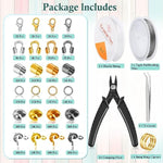 2160 Pieces Crimp Beads Kit For Jewelry Making, Knot Covers, Crimp Bead Covers, Crimp Tubes, Jump Rings And Wire Guardians With Crimping Pliers, Elastic String For Bracelets Necklaces Making