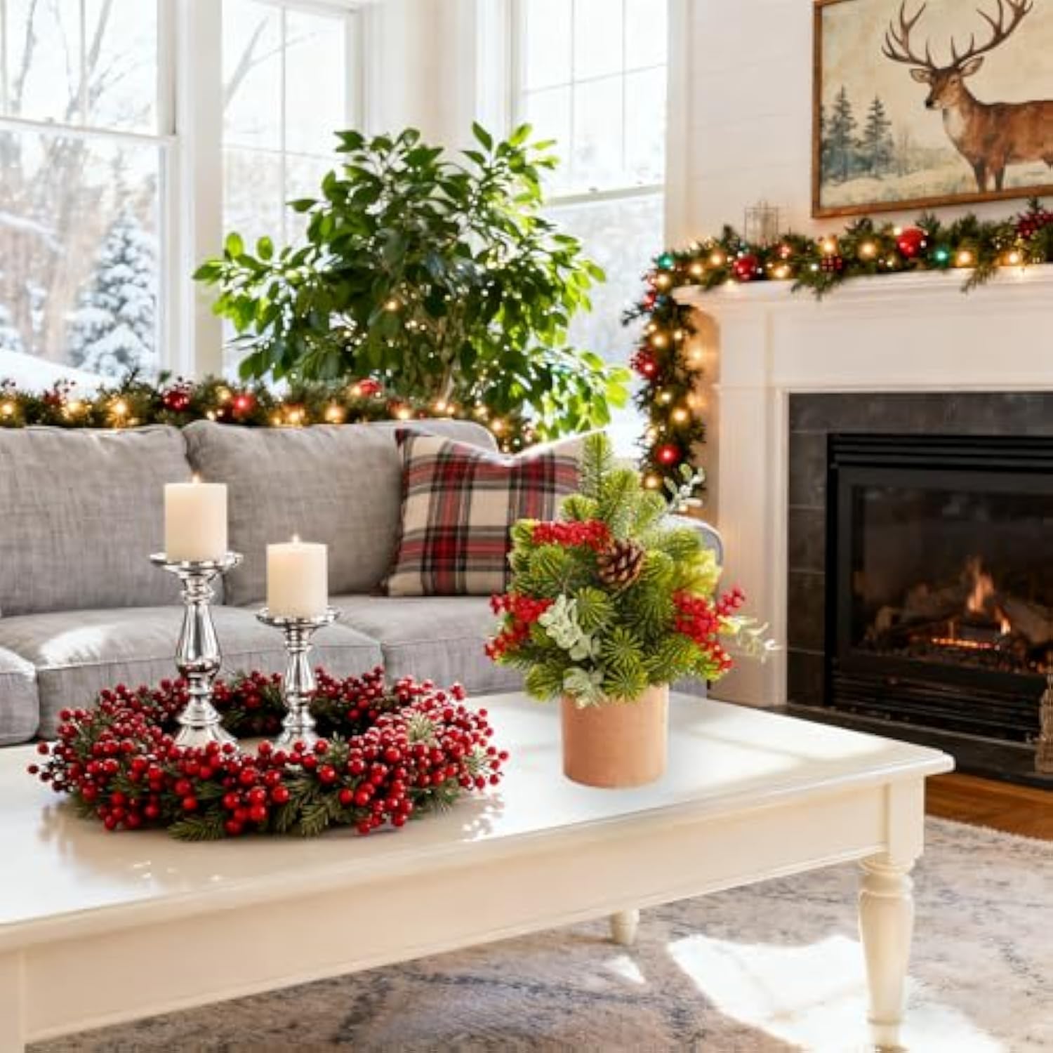 Small Christmas Tree, Artificial Mini Tabletop Christmas Tree With Pine Cones And Green Plants, Suitable For Christmas Decorations Indoor Tables In Households