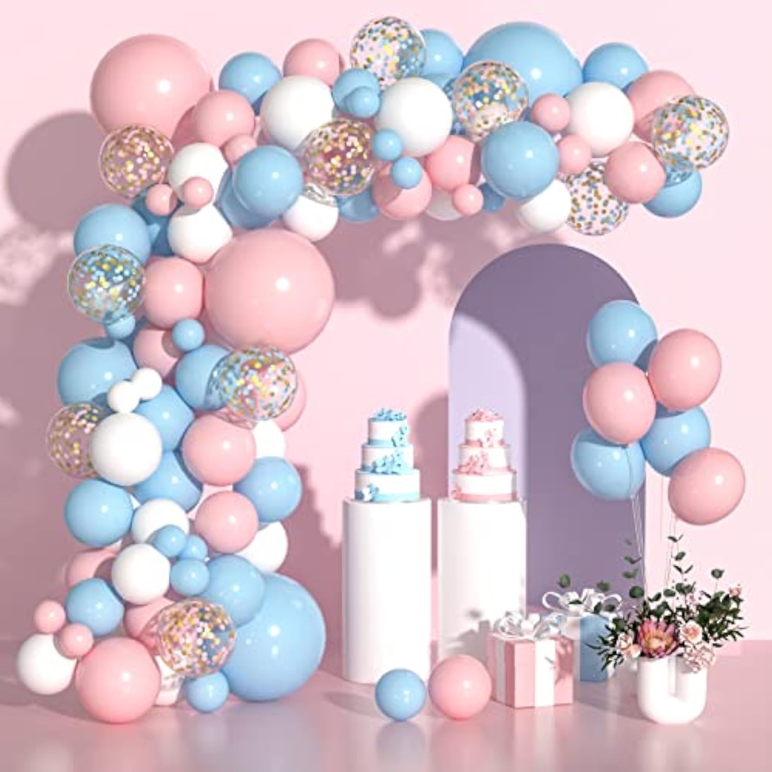 100Pcs Pink Blue Balloons Garland Arch Kit Gender Reveal Birthday Baby Shower