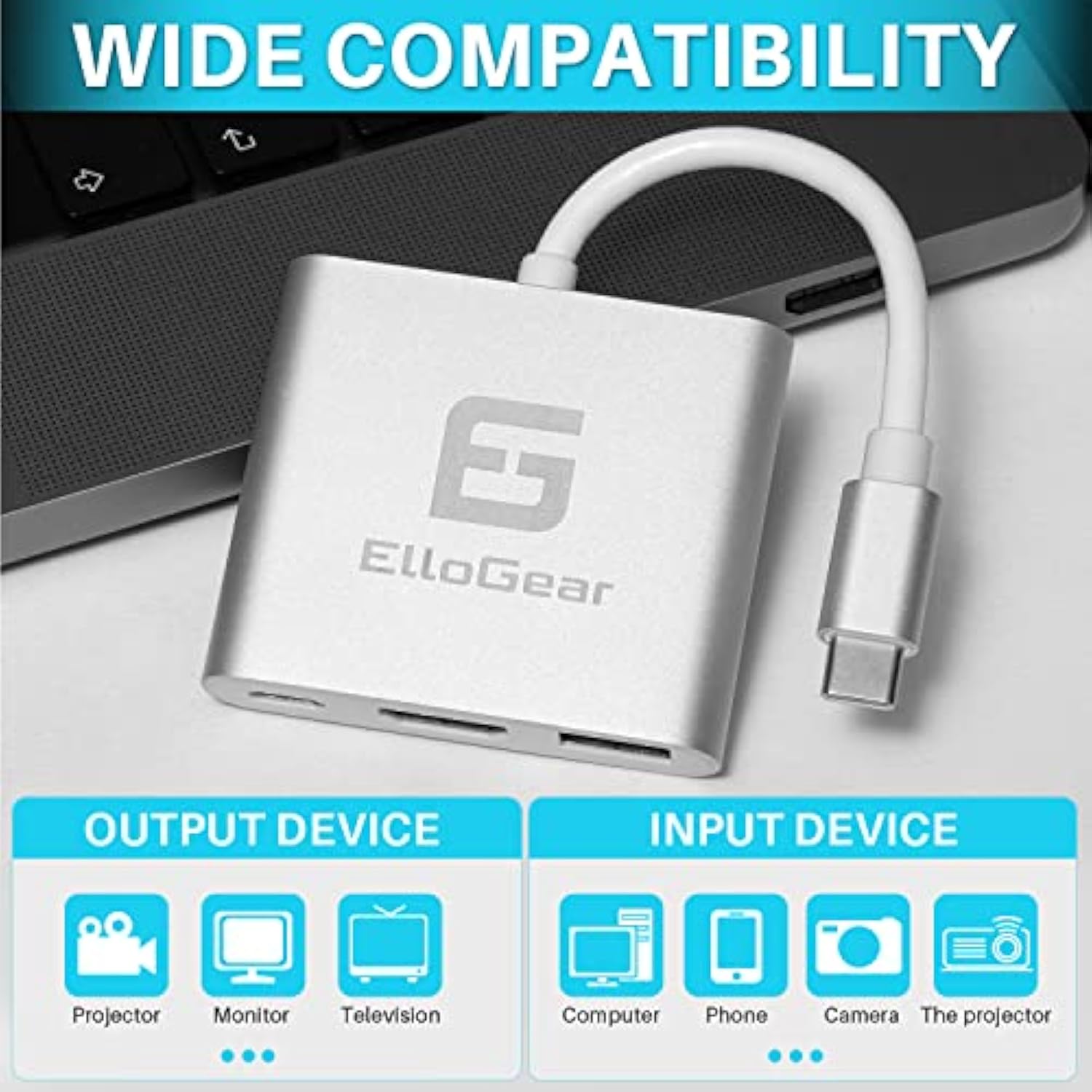 Usb C To 3 Port Hdmi Adapter Hub, Type C To 3 Port Including Another Usb C, Hd