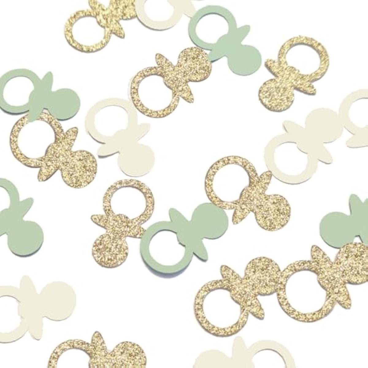 Sage Green Gold Pacifiers Table Confetti Scatters Neutral Baby Shower Boy Girl First Birthday Party Favors Gift Wrap Decor Supplies, 200Pcs