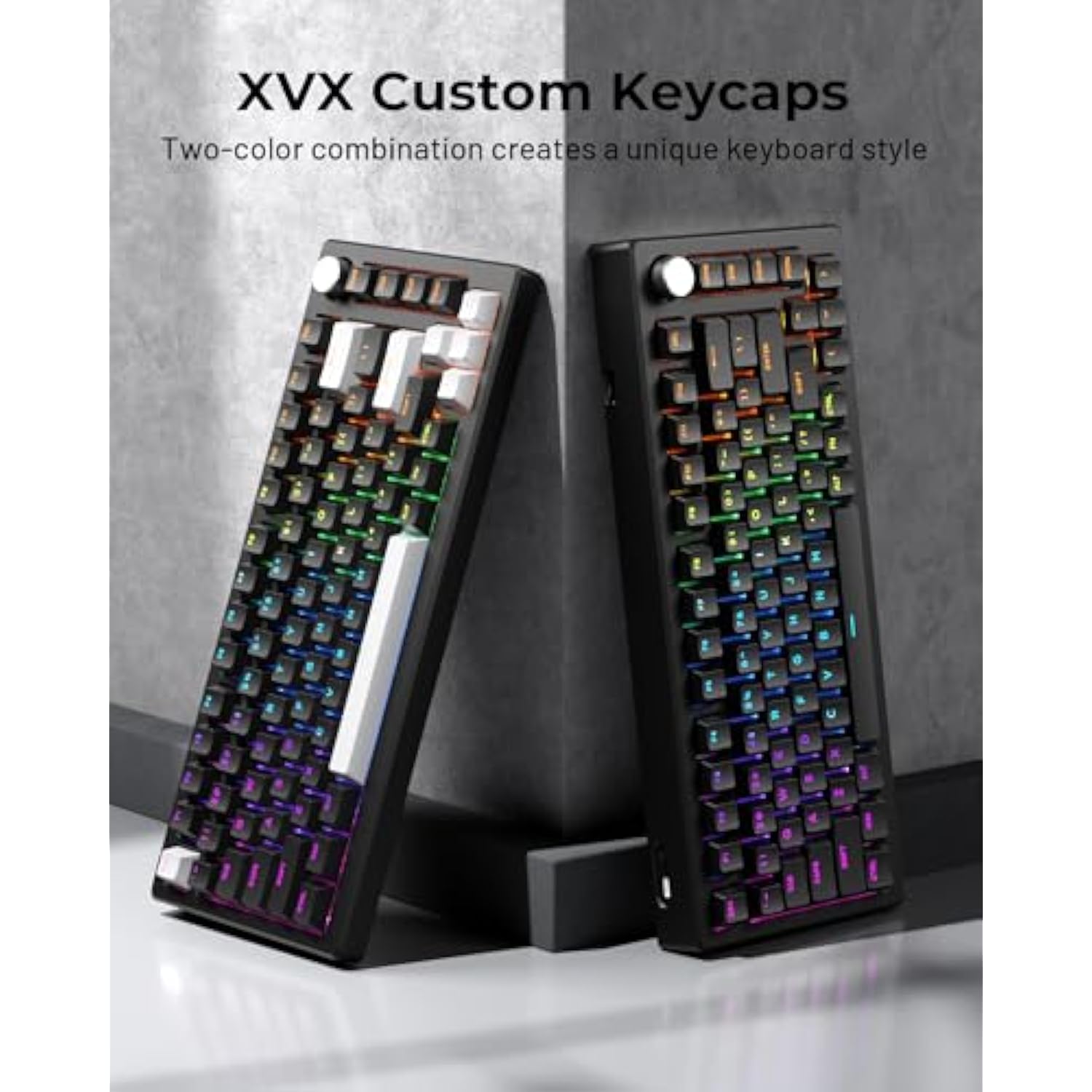 X Xvx Doubleshot Pbt Keycaps 60 75 100 Percent - Shine Through Keycaps, For Mechanical Keyboards, Full 137 Key Set, Oem Profile, Backlit - Black