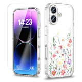 Elegant Floral Slim Phone Case for iPhone 17 6.3 Inch with Screen Protector