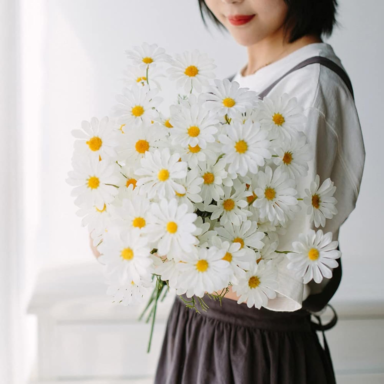 15 Bundles Artificial Flowers White Artificial Daisy Flowers Uv Resistant Outdoor Fake Wildflowers With Stems Faux Greenery Shrubs Plants Arrangements For Wedding Decoration Home Garden Decoration