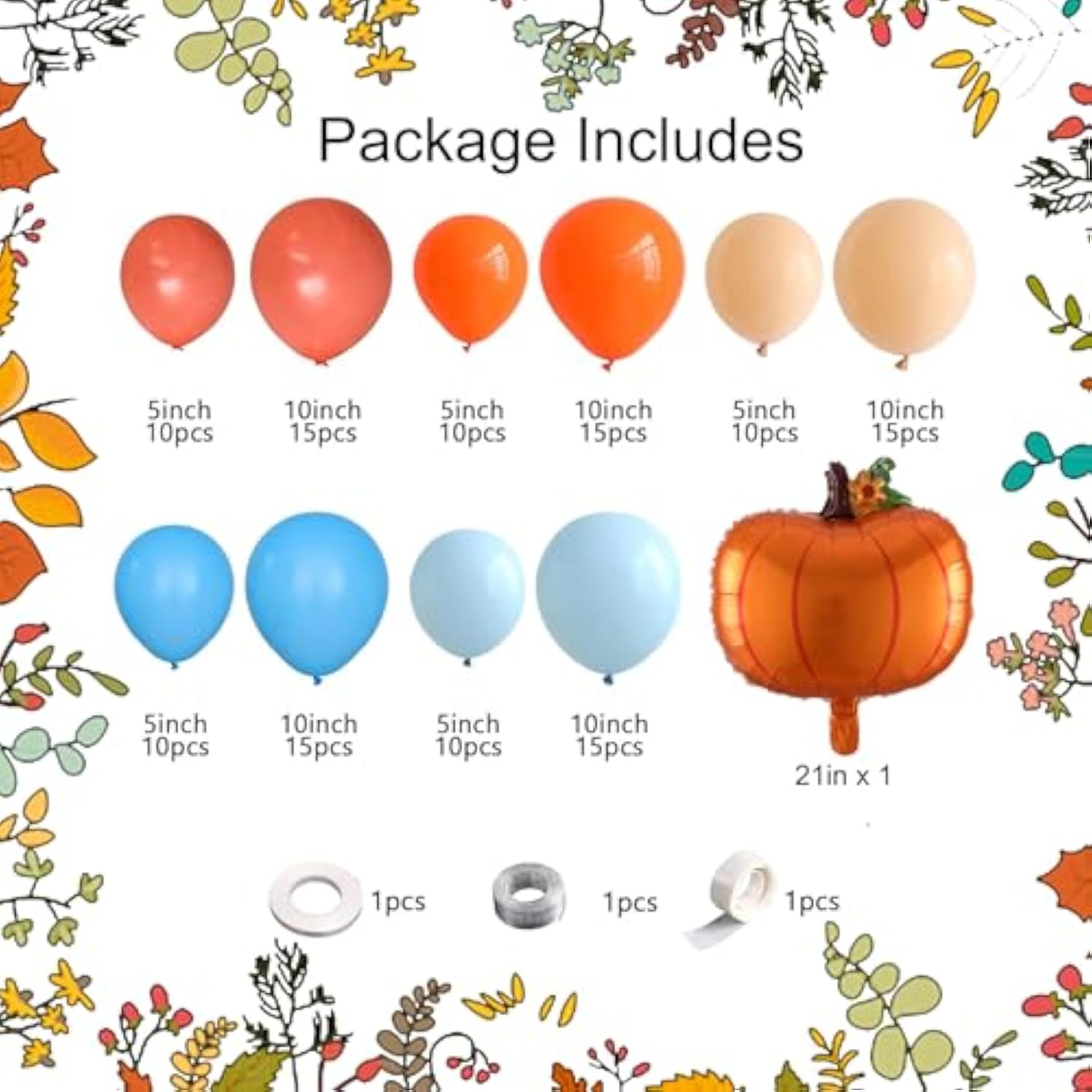 Fall Pumpkin Balloon Arch Kit: Burnt Orange & Blue Baby Shower Decor