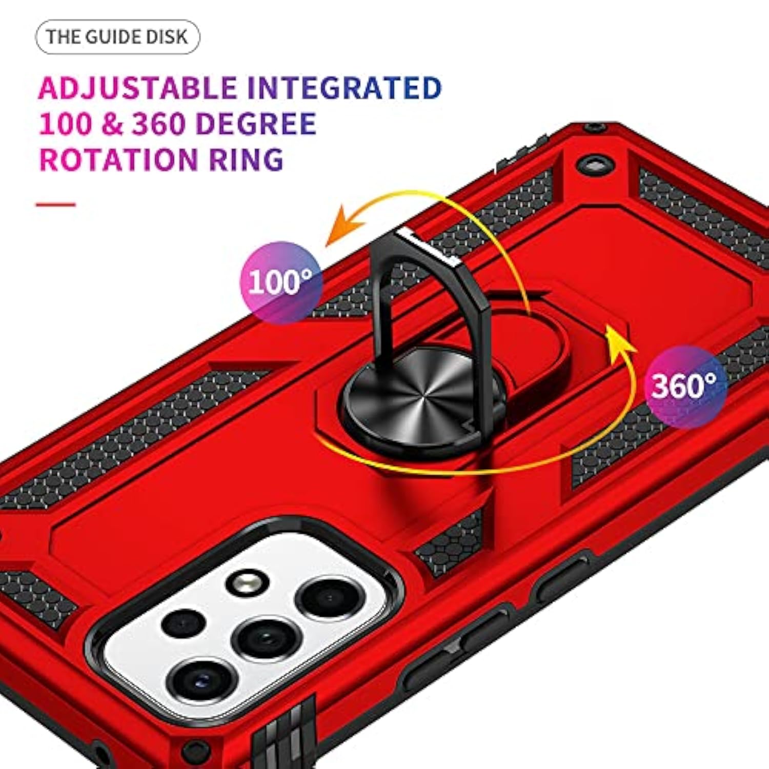 For Samsung A53 5G Case, Galaxy A53 5G Case With Hd Screen Protector, [Military Grade 16Ft. Drop Tested] Ring Shockproof Protective Phone Case For Samsung Galaxy A53 5G,Red