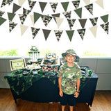 32Ft Camouflage Pennant Banner, Fabric Bunting for Military, Army, Birthday Party