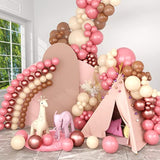 Boho Balloon Garland Arch Kit With Pink Chocolate Coloured Ivory White