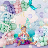 Mermaid Balloon Garland Arch Kit,145Pcs Purple Pastel Pink Light Blue Balloons With Mermaid Tails Foil Balloons For Birthday Gender Reveal Baby Shower Ocean Themed Party Decorations