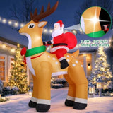 9.8Ft Christmas Inflatables Outdoor Decorations Santa Riding Reindeer,Blow Up Santa Claus With Built-In Led Lights For C