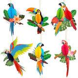 6 Pcs Tropical Birds Honeycombs, Parrot Honeycomb Decorations, Parrot Paper Cutouts Hanging Decorations For Summer, Jungle, Rainforest Party Supplies