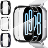 3-Pack For Redmi Watch 5 Active Case, [Anti-Scratch] Tempered Glass Screen Protector, All-Round Hard Pc Protective Cover Bumper -Black+Clear+Blue