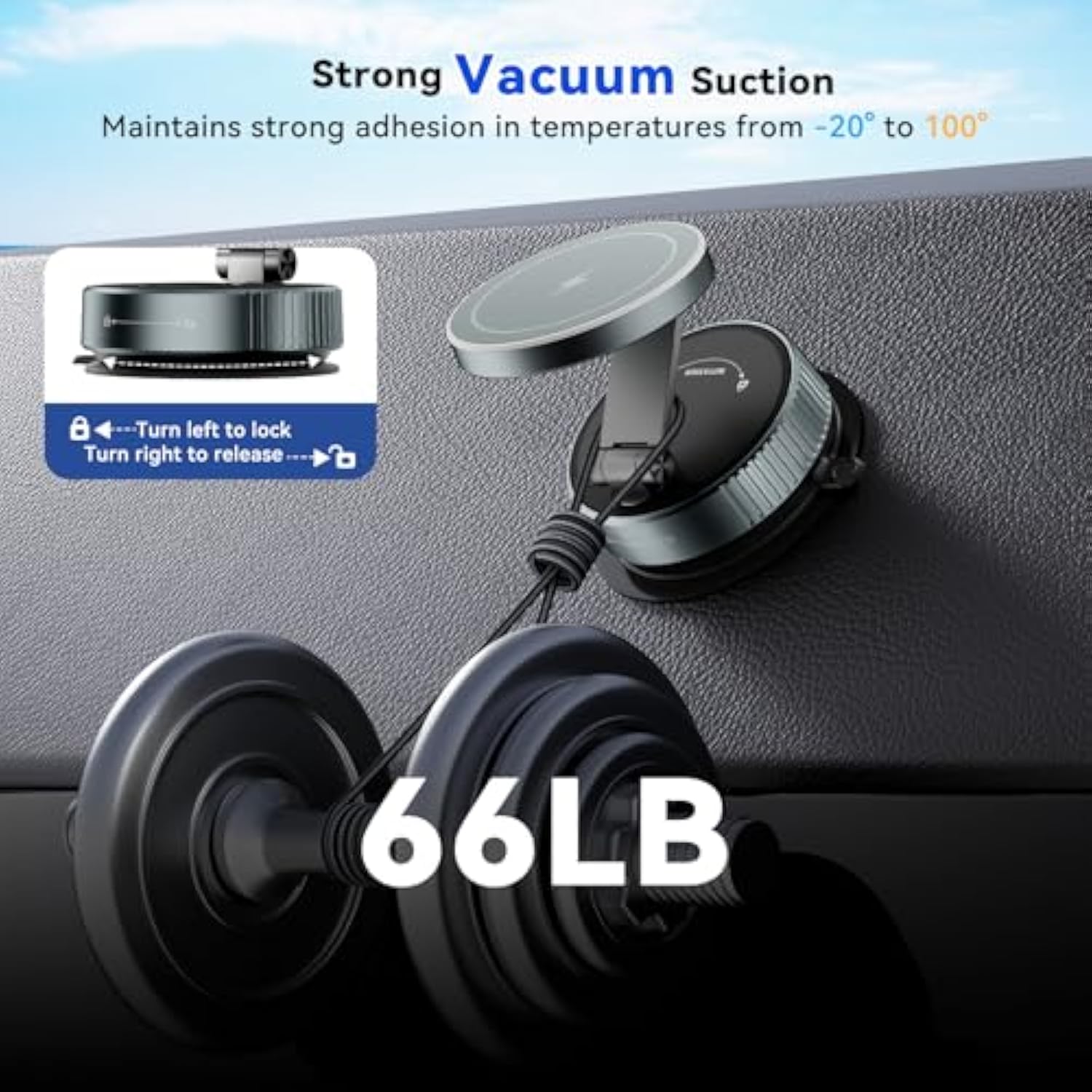 For Magsafe Car Mount Charger, 15W Wireless Rapid Charging & 360° Rotating Vacuum Suction Cup, Magnetic Phone Holder With Rgb Light For Iphone 16/15/14/13/12/Dash/Windshield/Screen