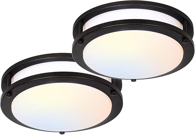 2 Pack 13 Inch Oil Rubbed Bronze LED Ceiling Lights 5CCT Dimmable Flush Mount Fixtures