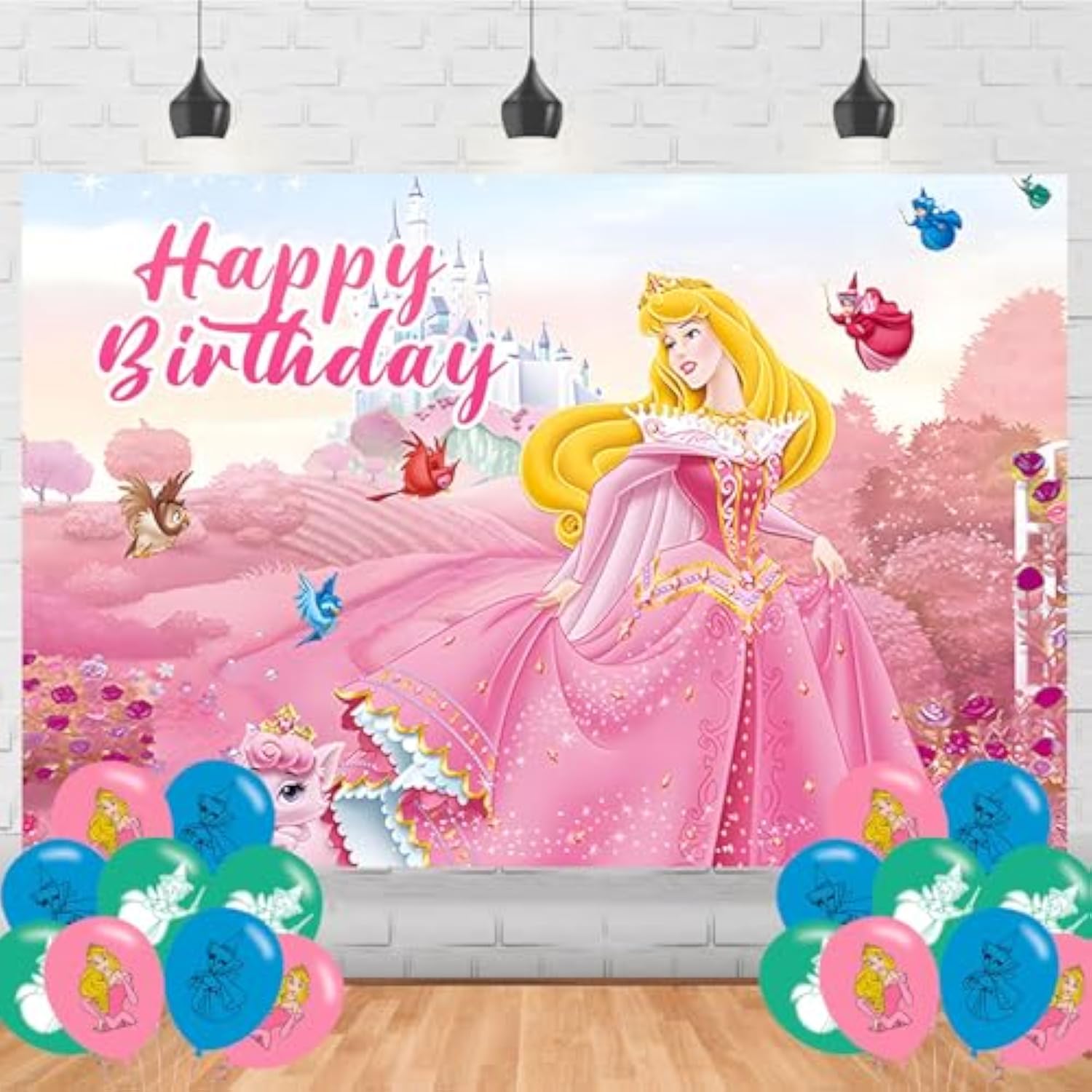 5x3 Princess Aurora Birthday Backdrop for Party Decor & Photo Booth Props
