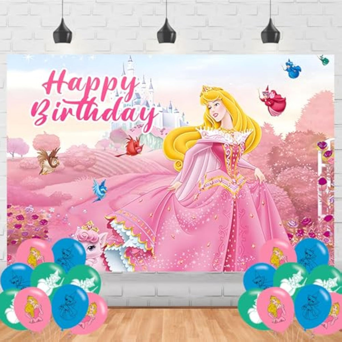 5x3 Princess Aurora Birthday Backdrop for Party Decor & Photo Booth Props