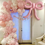 Pink Bow Foil Balloons: Party Decor, Baby Shower (2Pcs)