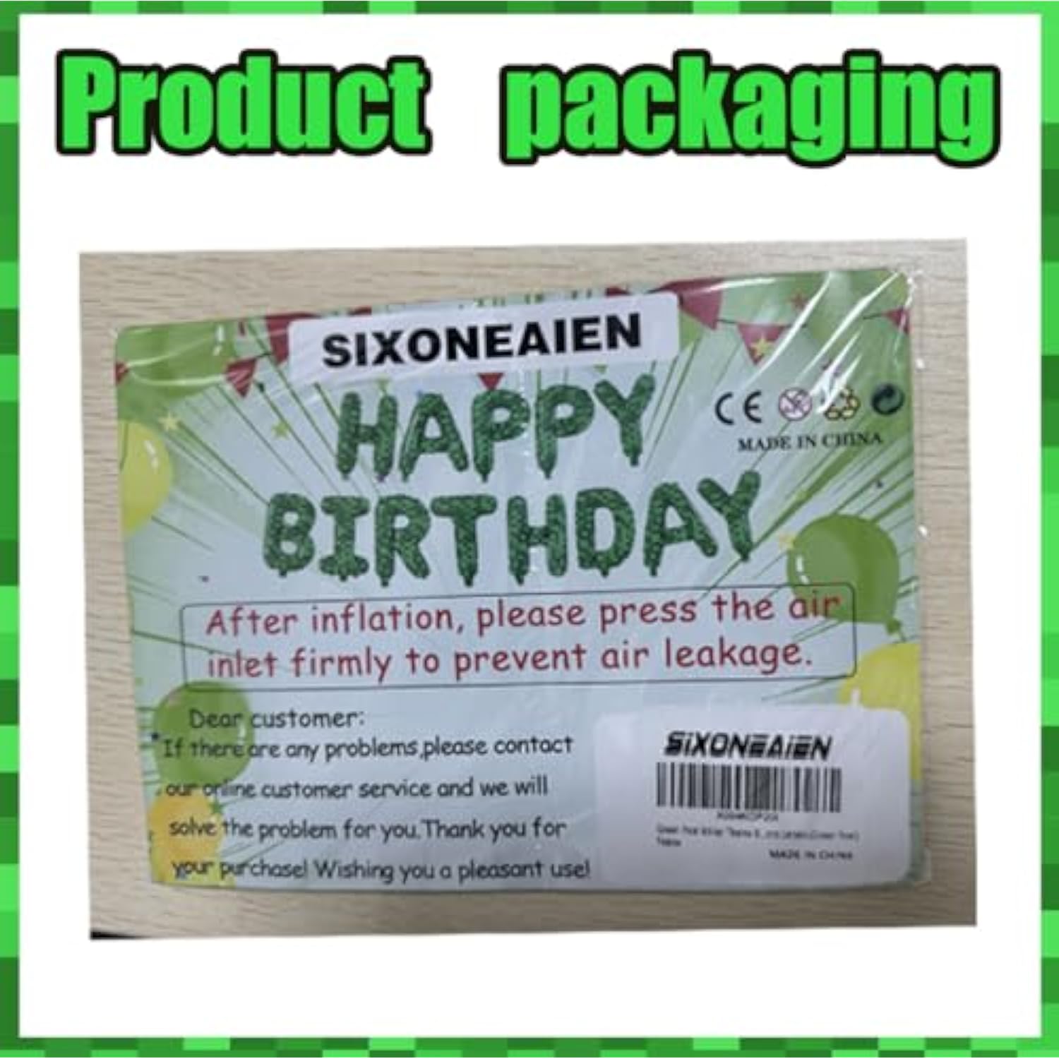 Green Pixel Miner Happy Birthday Foil Balloons for Kids' Party Decorations
