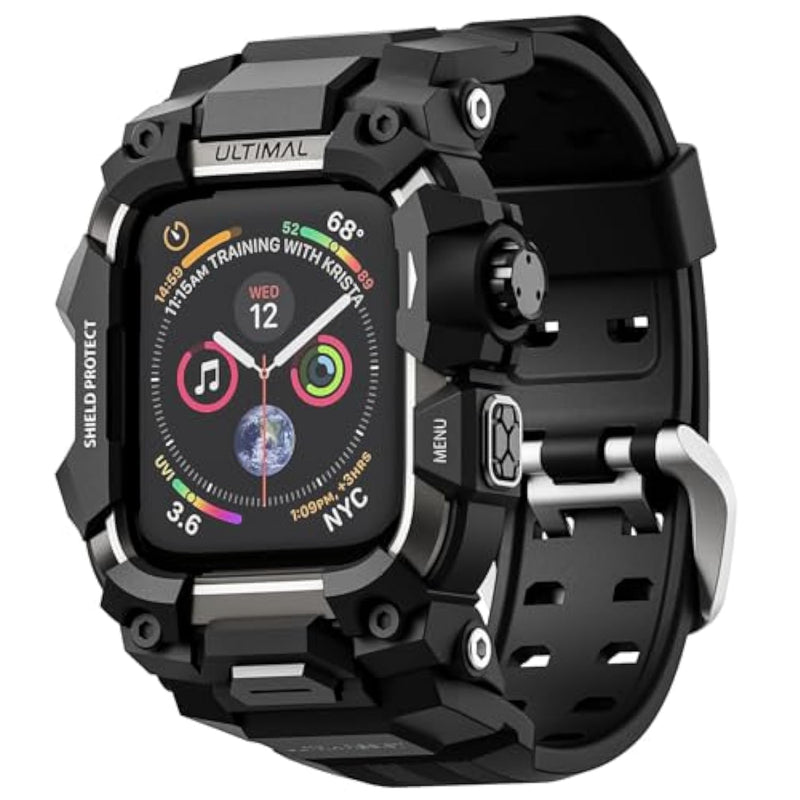 Rugged Case With Band For Apple Watch 44Mm,Compatible With Apple Watch Series Se/Se 2Nd Generation/6/5/4, Military Grade Shockproof Bumper Cover For Iwatch Tactical Band Men (44Mm,Black)