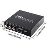 HDMI to RCA and AV 3RCA Converter Adapter, Support 1080P, PAL, NTSC for HD TV and Older TV (Black, Iron Shell)
