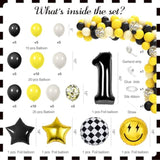 One Happy Dude Birthday Decorations, All-In-One 1St Supplies Decorations Boy, One Happy Dude Theme First Bday Supplies For Boy, Black And Yellow 1 Year Old Birthday Decorations