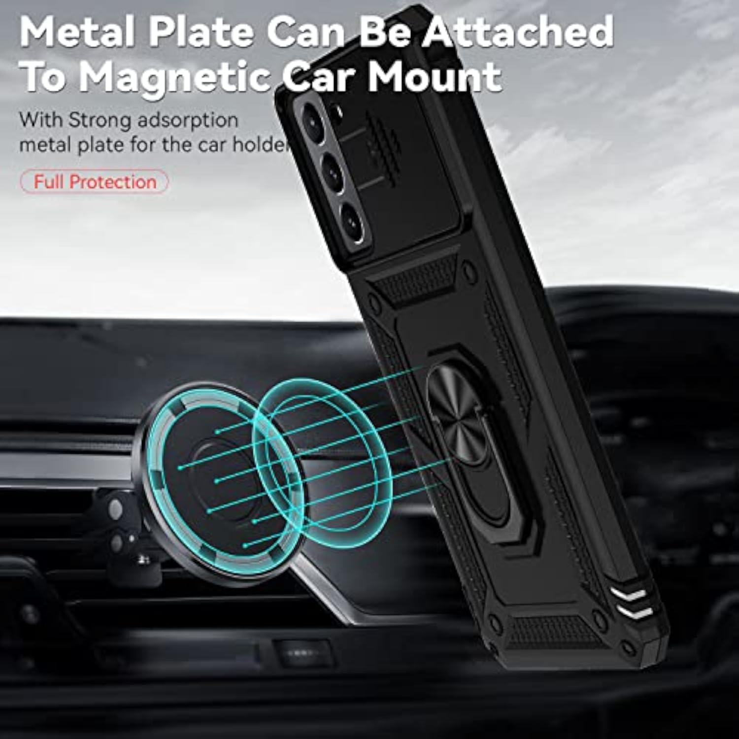 Samsung Galaxy S21 5G Dual Layer Military Grade Drop Tested Case with Camera Lens Cover and HD Screen Protector