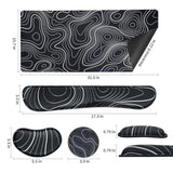 Large Gaming Mouse Pad Xl Desk Mat, 4-In-1 Mouse Pad With Wrist Rest, Large Desk Pad, Keyboard Pad For Office/Home-Black And White Topography (31.5 X 15.7 X 0.12 Inches)