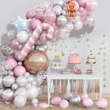 Pink And Silver Balloon Arch Kit, 120 Pcs White Valentines Balloons With 4D Rose Gold Iridescent Snowflake Balloons For Winter Wonderland Girls Princess Birthday Decor