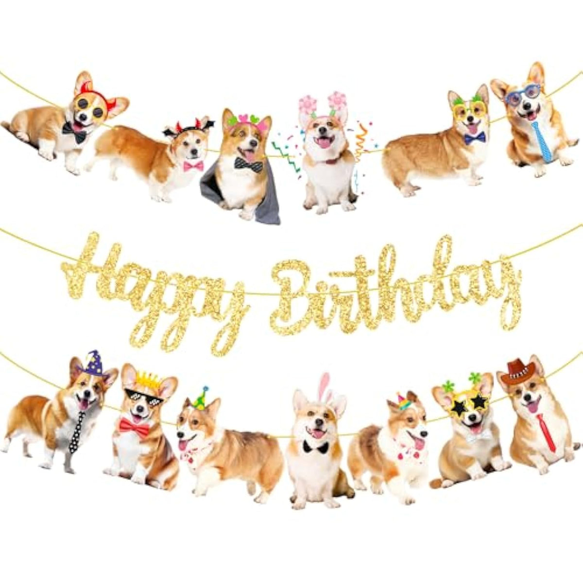 Corgi Birthday Party Banners 3Pcs Corgi Birthday Decorations Dog Banner Dog Party Decorations For Pet Puppy Baby Shower Supplies