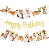 Corgi Birthday Party Banners 3Pcs Corgi Birthday Decorations Dog Banner Dog Party Decorations For Pet Puppy Baby Shower Supplies