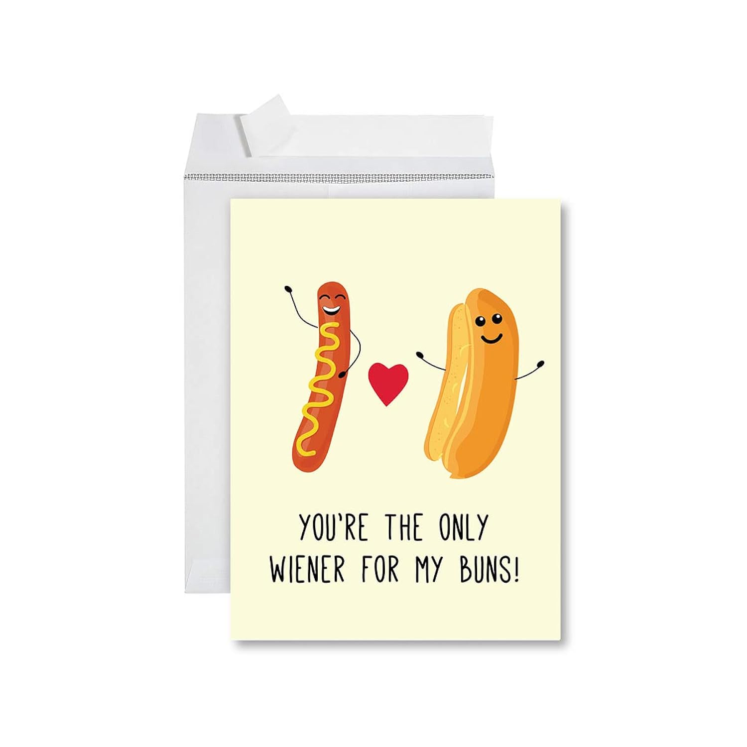 Funny Valentine Jumbo Card, Huge You'Re The Only Wiener For My Buns Jumbo Greeting Cards, Extra Large Valentines Card, Big Valentine Cards For Boyfriend, Girlfriend, Husband, Wife