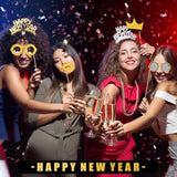 104 Pcs New Year 2026 Party Supplies Hats Tiara Glasses Noise Makers