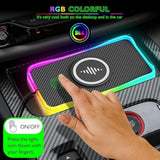 Wireless Charging Pad For Car, Rgb 15W Fast Non Slip Usb Wireless Car Charger Pad [20W Car Charger Incl] For Airpods Iphone 15 13 12 11 Xr X 8,Samsung S20 S10 Plus Galaxy Note 9 Android