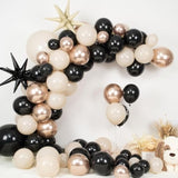 109pcs Black Gold Balloon Arch Kit with Star Foil Balloons for Party Decorations