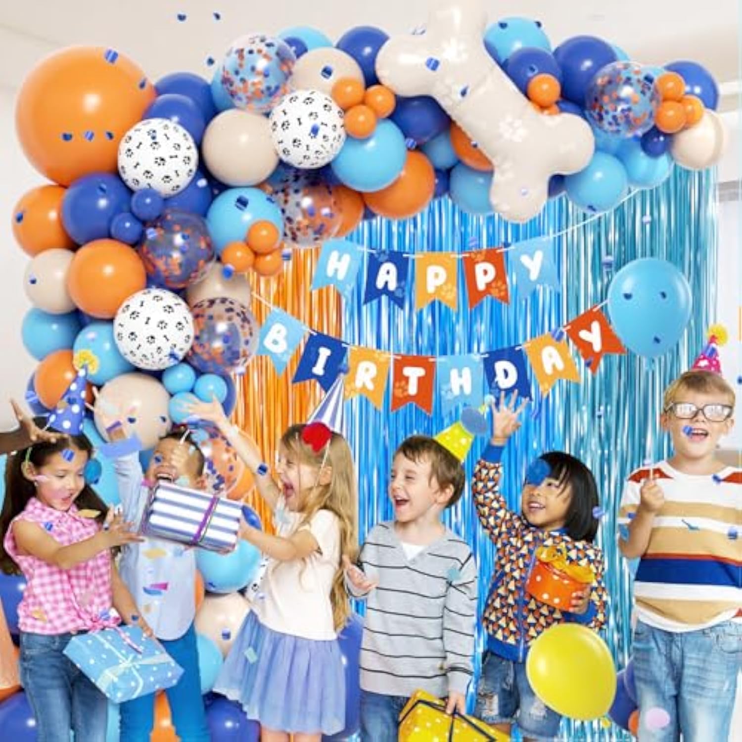 129Pc Blue and Orange Balloon Arch Kit Birthday Baby Shower Party Decor