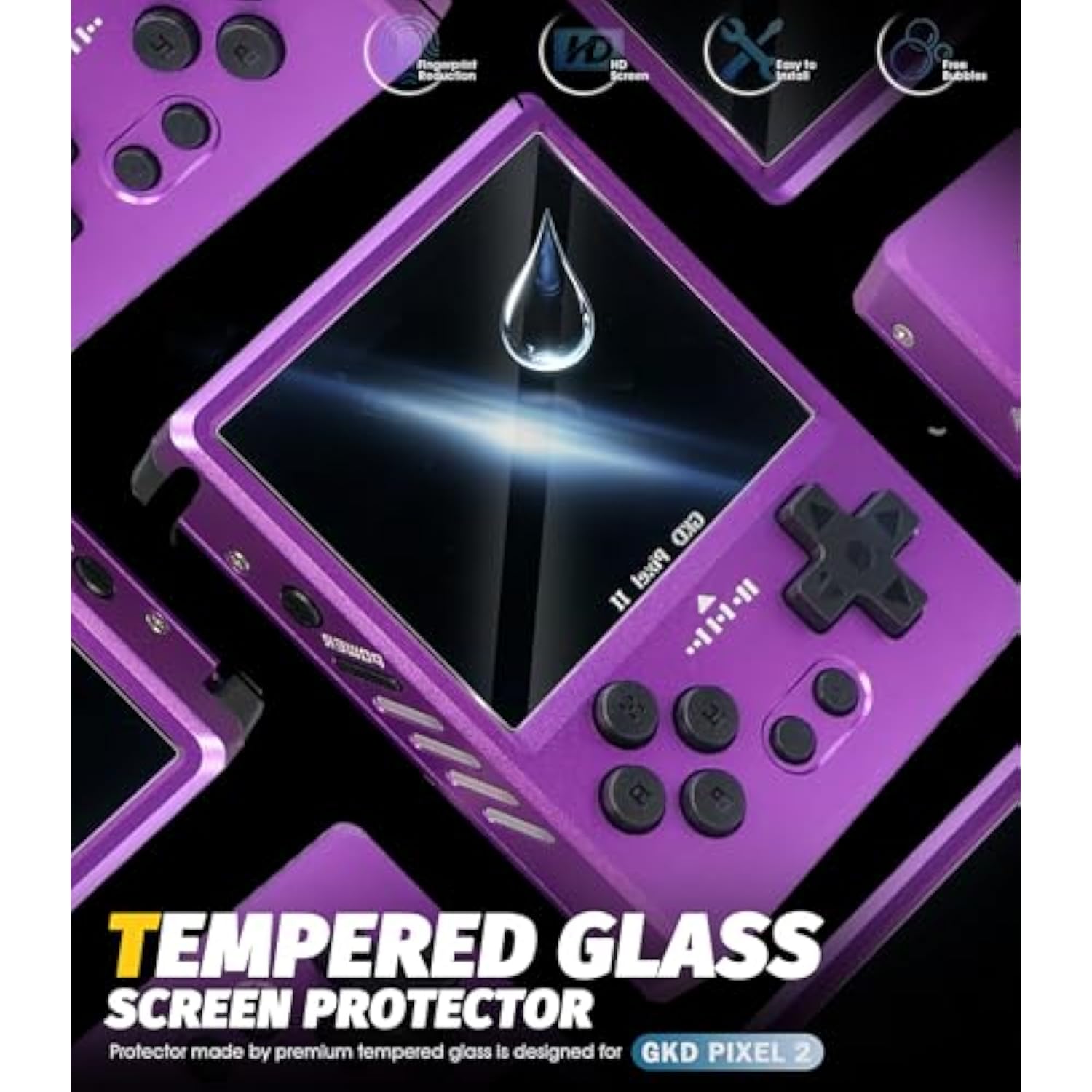 (3 Pack) Tempered Glass Screen Protector Compatible For Gkd Pixel 2 Handheld Game Console, 9 Hardness High Definition Anti-Scratch Bubble-Free (Not For Gkd Pixel 1St Gen)