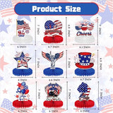 9 Pcs 4th of July Honeycomb Centerpieces Table Decor, Patriotic Independence Day Party Decorations, American Flag, Statue of Liberty, Fireworks, and Star-Spangled Ornaments for Memorial Day
