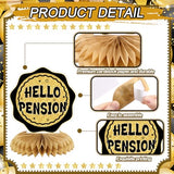 12 Pcs Retirement Party Decorations Honeycomb Gold Glitter Retirement Table Centerpieces 3D Double Sided Hello Pension Table Decoration Topper for Men Women Party Favors Supplies