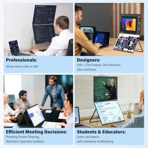 Dual Portable Monitor 23.8" 3840X2160P 4K 100% Srgb 315°Adjustable Dual Stacked Foldable Monitor Built-In Speakers Screen Extender With Hdmi/Usb-C/Dp For Laptop Windows Mac