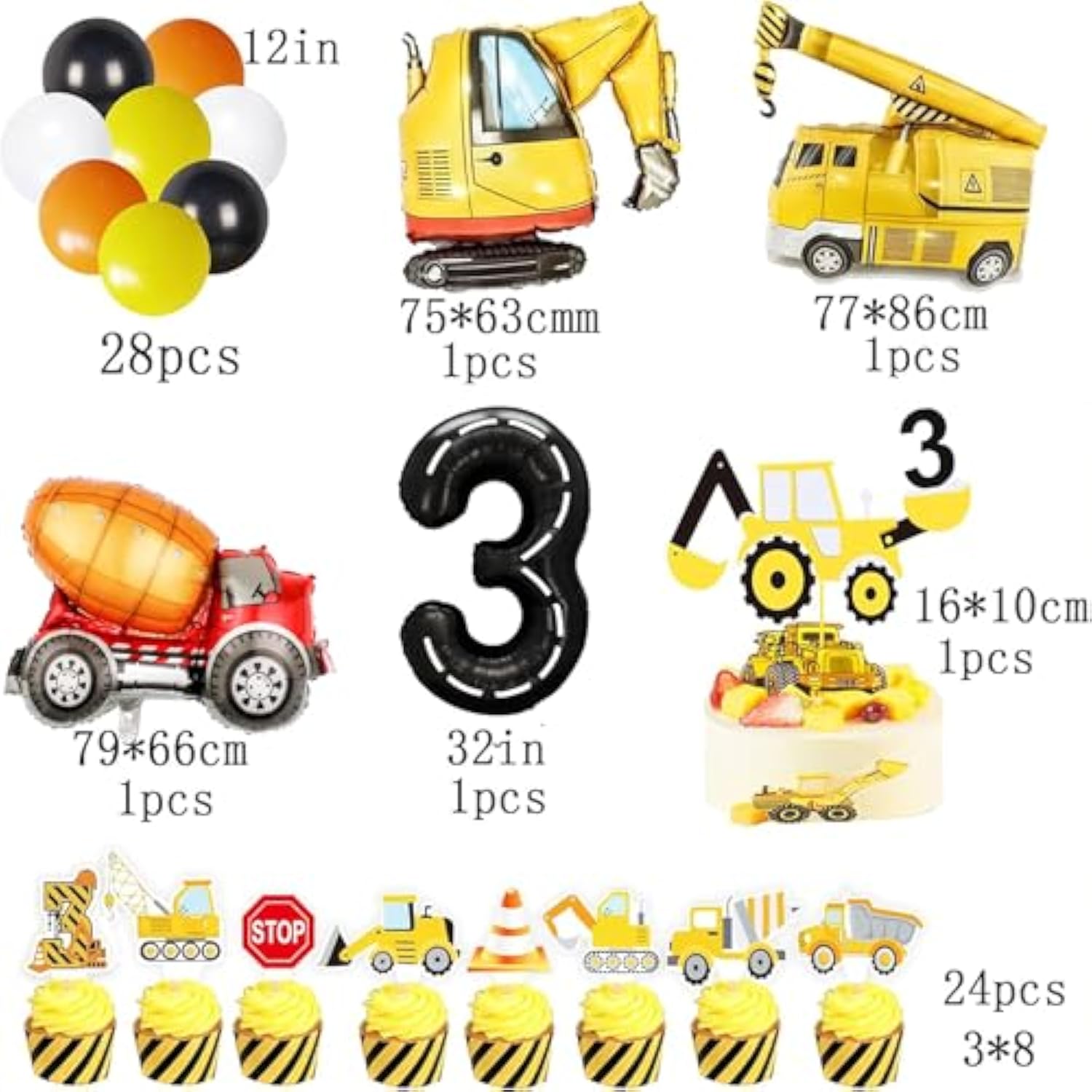 90 Pcs Dump Truck Party Decorations For Boys - Construction 3Rd Birthday Party Supplies