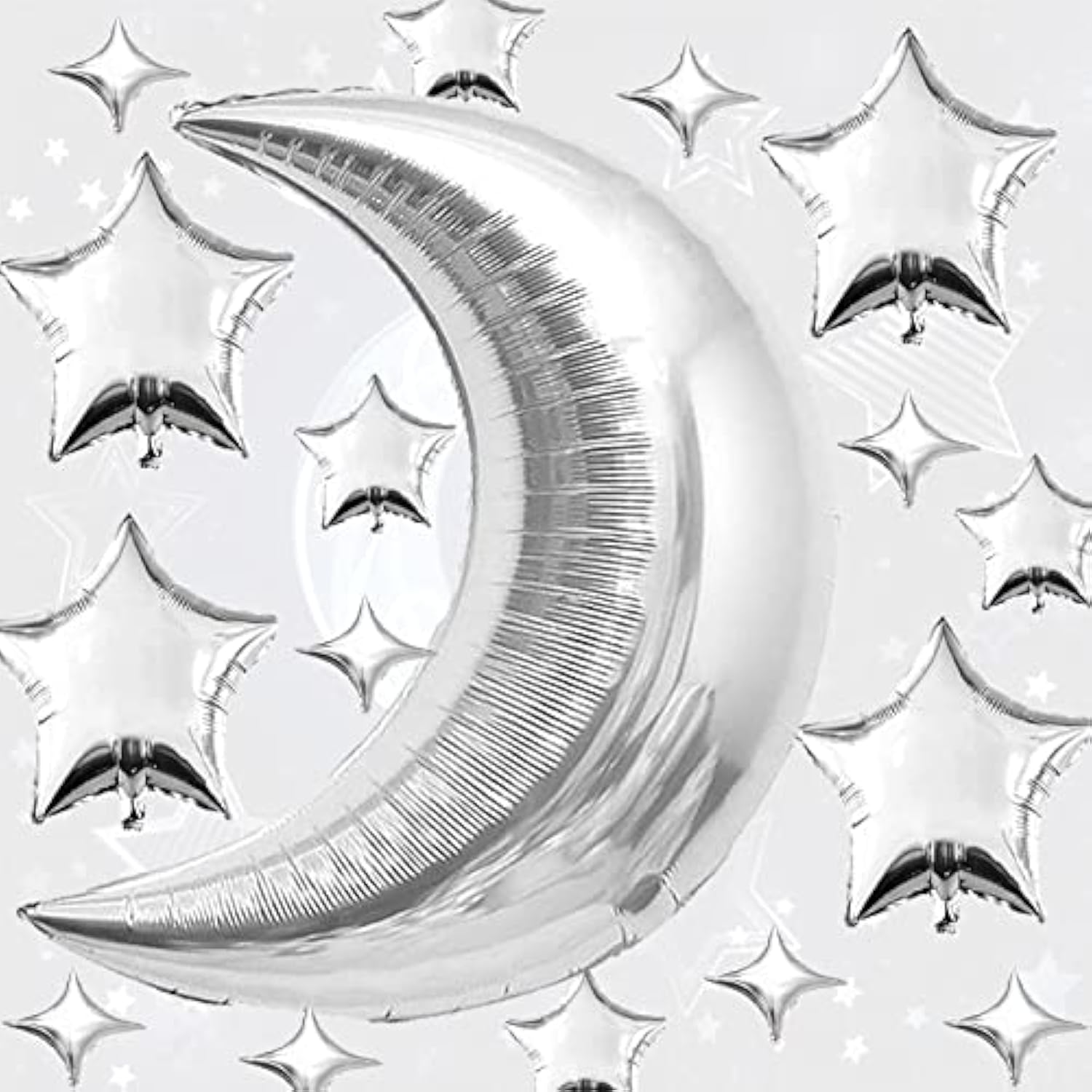 50pcs Silver Moon & Star Balloons Set for Baby Shower, Wedding  Parties