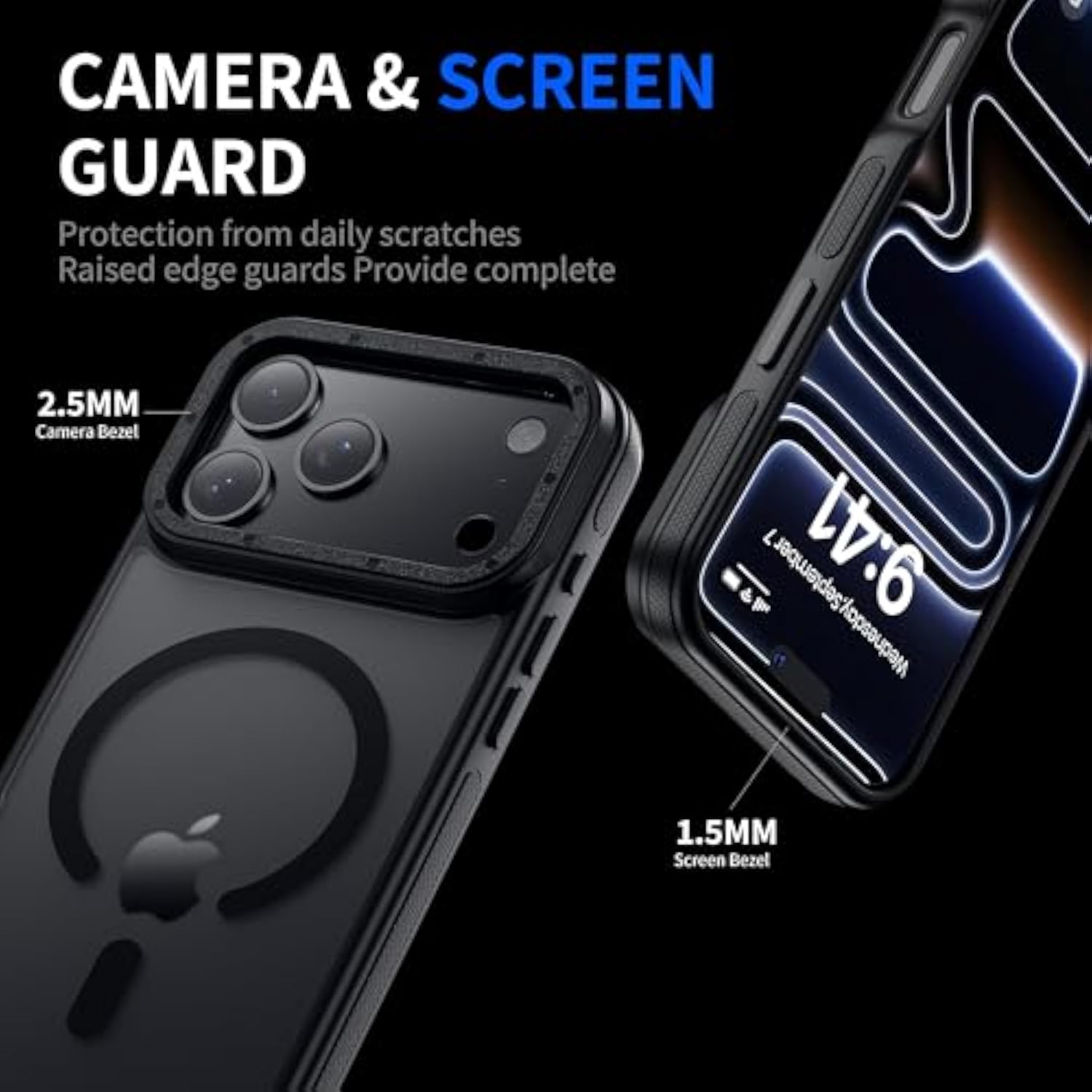 Magnetic and Shockproof iPhone 17 Pro Max Case, Black Bumper, 6.9 Inch