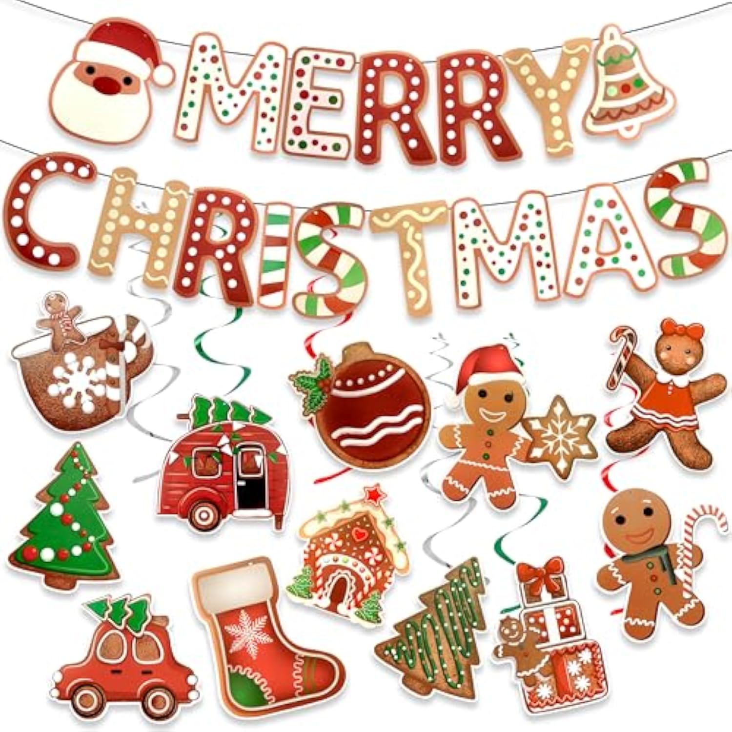 Gingerbread Party Decorations Gingerbread Merry Christmas Banner Gingerbread Theme Christmas Decorations Pre-Assembled Ginger Bread Christmas Decor Christmas Holiday Party Supplies Home Office Fireplace Decoration