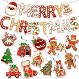 Gingerbread Party Decorations Gingerbread Merry Christmas Banner Gingerbread Theme Christmas Decorations Pre-Assembled Ginger Bread Christmas Decor Christmas Holiday Party Supplies Home Office Fireplace Decoration