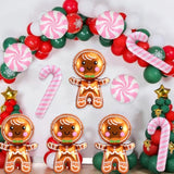 12-Piece Christmas Balloon Set with Gingerbread and Candy Cane Foil Balloons